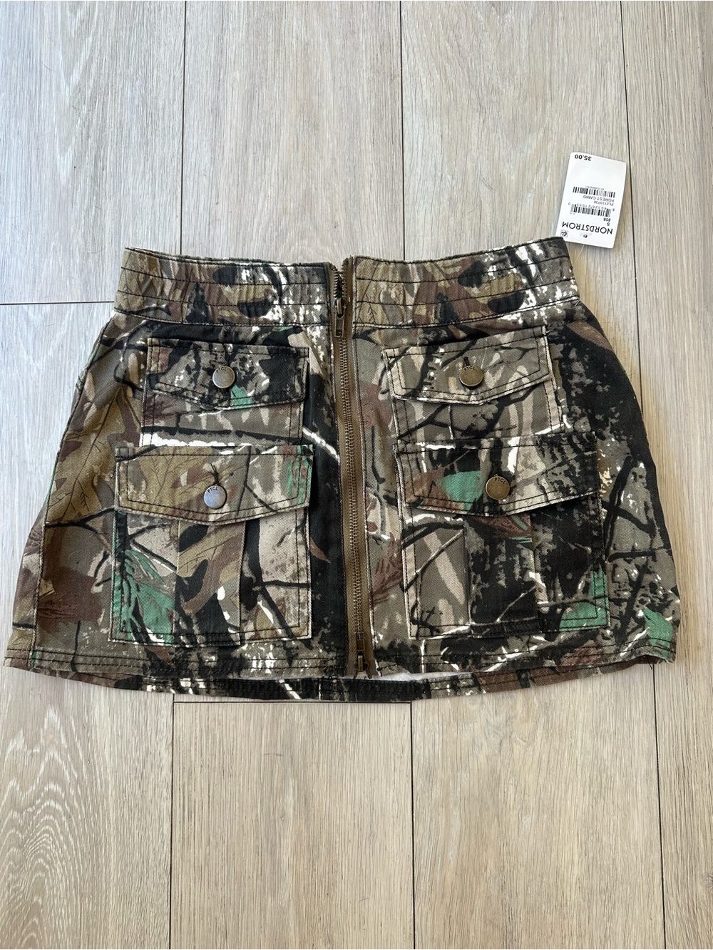 TCL Camouflage Cargo Mini Skirt in Green and Brown